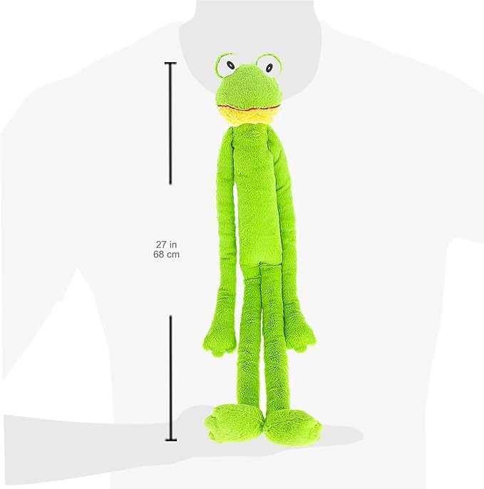 Large Extra Long Legs Over Sized Plush Animal Themed Dog Toys 27 inch Multiple Squeakers (Green Frog)