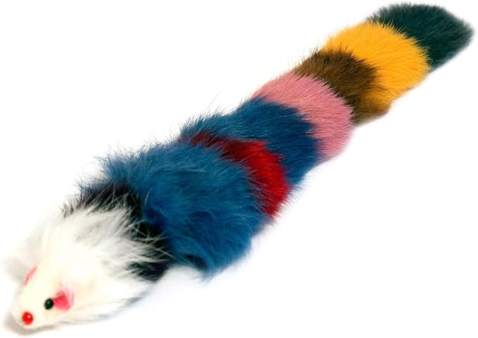 Iconic Pet Set of 2 Fur Weasel Toy(One Brown/White, One Multicolored) with Squeaker for Pets, Best Pet Play Toy for Dogs & Cats, Fun Cat Toys, Dog Toys to Beat Boredom & Satisfy Hunting Instincts