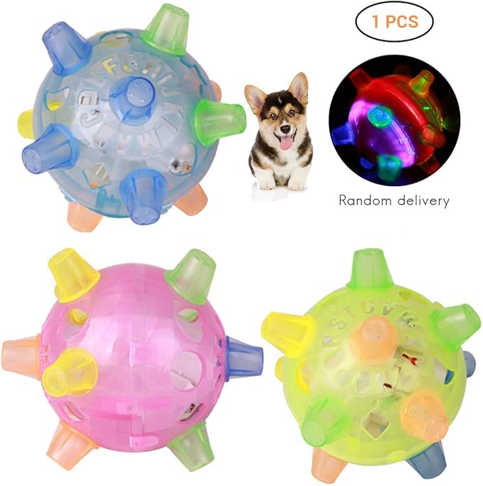 Music Dancing Ball,Flashing Ball Dog Toy Ball Dog Ball Pet LED Jumping Ball Toy Ball,Shake Jumping Ball Flash Bouncing Ball for Dogs Cats (a)