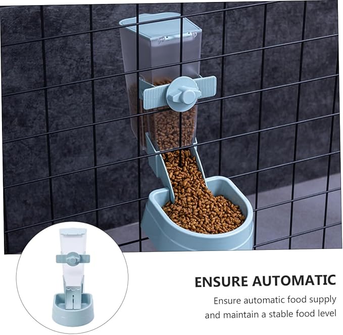 Hanging Automatic Bird Feeder Refillable Small Pet Food Dispenser Blue for Outdoor Bird Cages and Hamster Cage Accessories