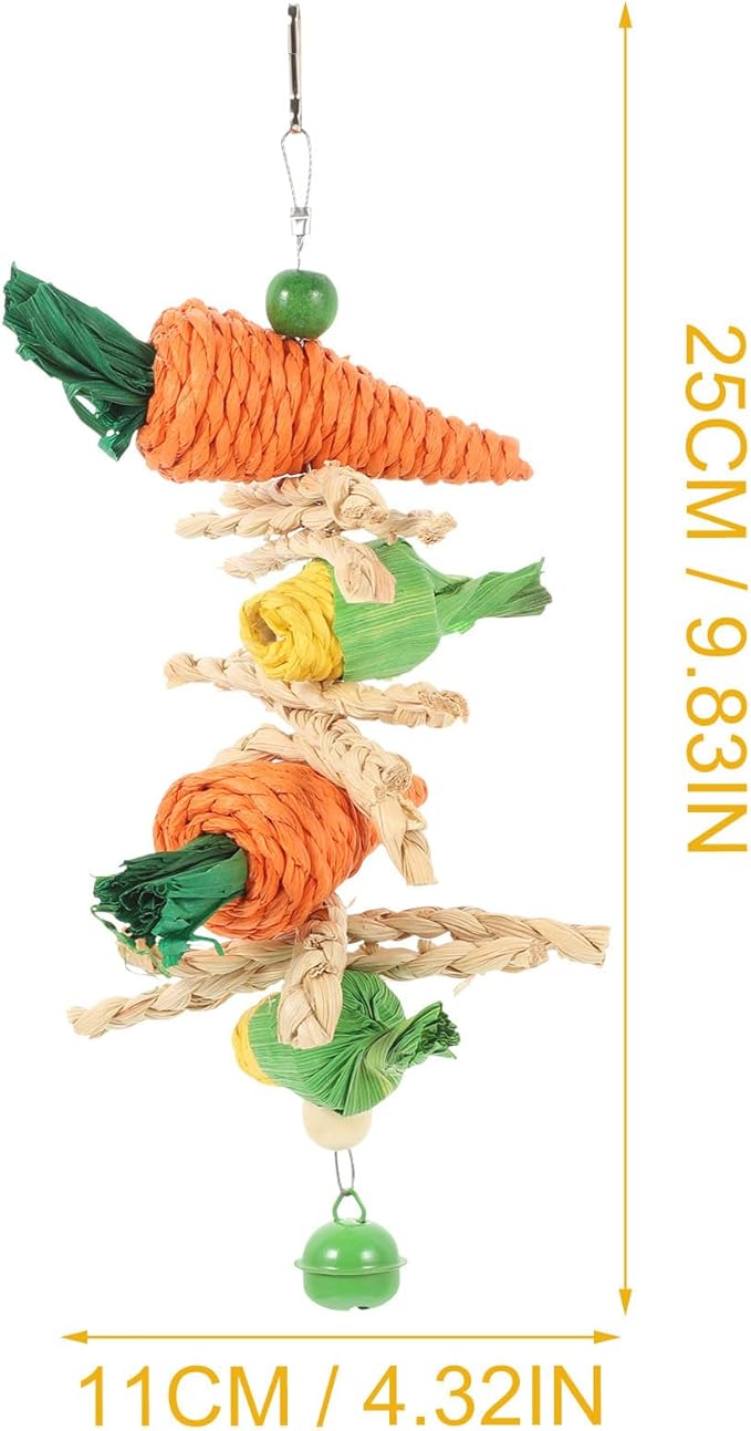 Toddmomy 2Pcs Hanging Cockatiel Chewing Natural Vine Balls with Carrot Rope for Parakeets and Small Birds Cage Accessories