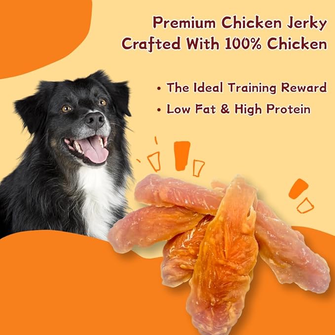 Chicken Jerky Dog Treats, Slow-Roasted Chewy Snacks for Training, for Medium & Large Dogs,Grain-Free, High-Protein Chewy Dog Training Treats, 3.53 Ounce