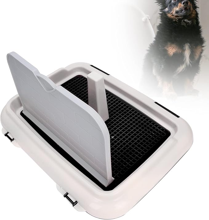 KIMISS Dog Toilet for Home, Indoor Puppy Training Toilet, Cat Potty Fence, Scheduled Urination Potty Tray, Dog Litter Box (Black, 18.3 x 13.9 x 9.3 inches)