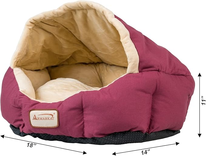 Armarkat Cat Bed 18-Inch Long C08HJH/MH, Burgundy and Beige