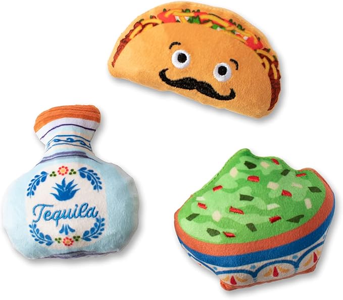 Fringe Studio Plush Dog Toy Set, Taco Tuesday, 3 Piece Set, for Small Dogs (289555)