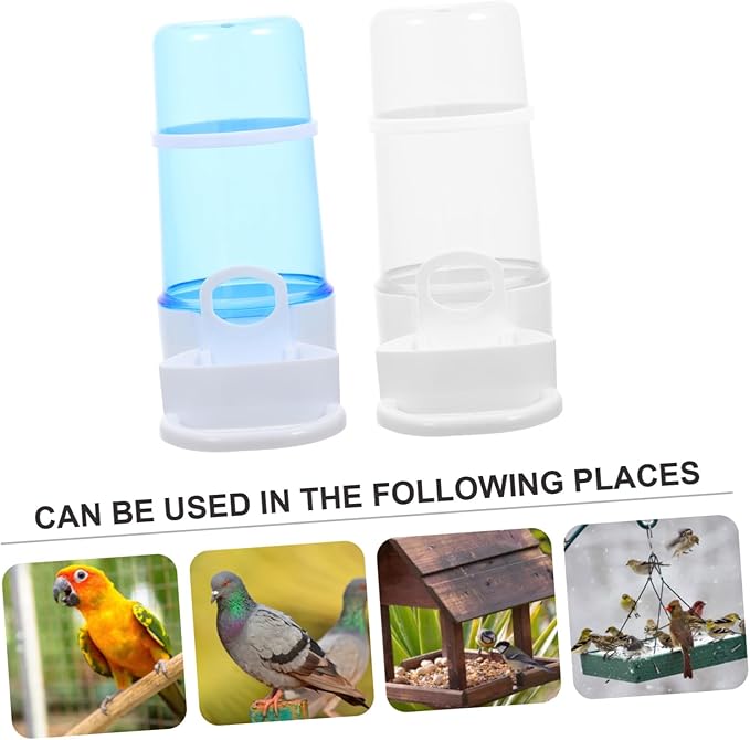 2Pcs Automatic Bird Feeder Portable Food Dispenser for Bird Cage and Hamster Bite-Resistant Plastic Feeding Box with Transparent and Blue Containers for Clean Sanitary Pet Feeding