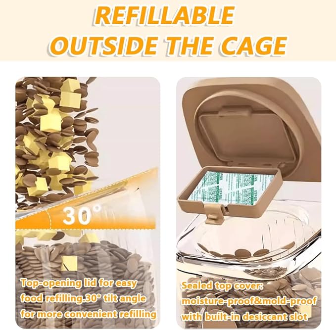 2-Pack Cage-Style Large Capacity Hanging Automatic Pet Feeder & Water Dispenser, Refillable from Outside The Cage, 50oz/1500ml, for Small/Medium Dogs, Cats, Rabbits & Guinea Pigs