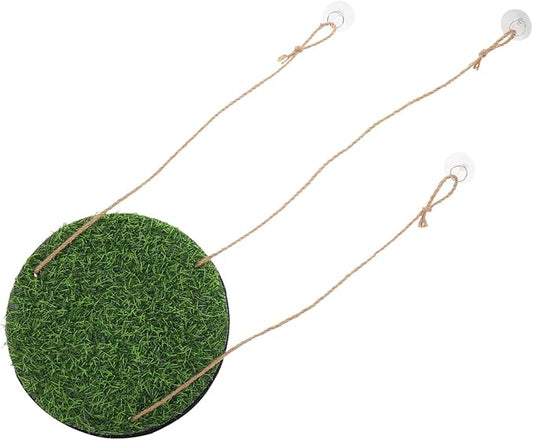 LIOOBO Artificial Grass Bird Hammock Indoor Outdoor Swing Platform for Parrots Reptiles and Lizards Climbing Net Accessory Suitable for Bird Cages and Gecko Habitats