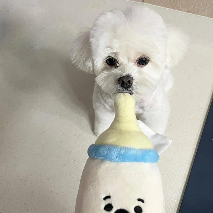 Cat Dog Chew Toy Baby Series Plush Toy Set Cute Pacifier Bottle Rattle Shapes BB Sound Pet Accessories (Bottle)