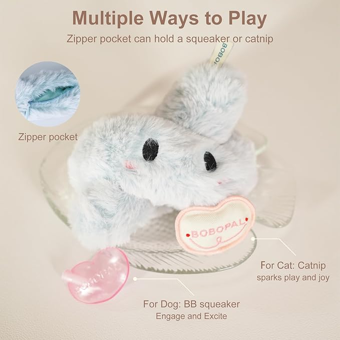 Cat Toys, Interactive Cat Toy for Indoor Cats, Soft Plush Kicker Toy with Hidden Catnip Pocket, Refillable Catnip Toy, Fun Pet Toy for Dogs, Gift Box (Blue)