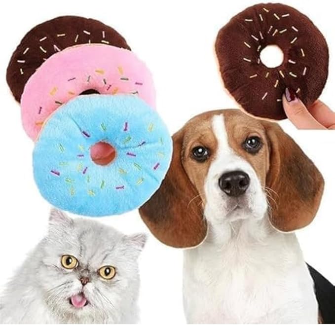 Donut Shape Plush Pet Toy, Lovely Donut Squeaky Squeaking Sound Toy for Squeaky Plush Dog Toy Chew, Pet Supplies