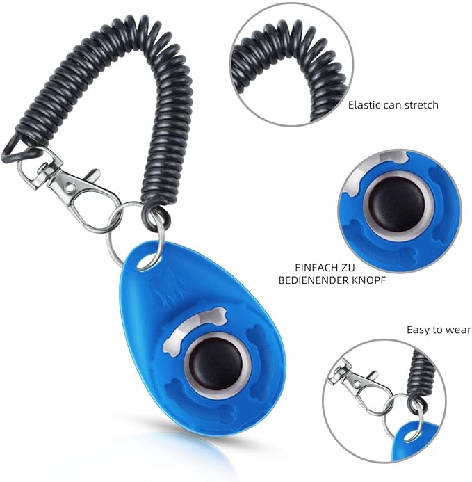 yuntop 4 Pieces Pet Training Clicker with Wrist Strap and Dog Training Treat Pouch Pet Training Clicker for Training Puppy Cats Birds Dog Clicker Training Kit Behavioral (White, Red, Orange, Blue)