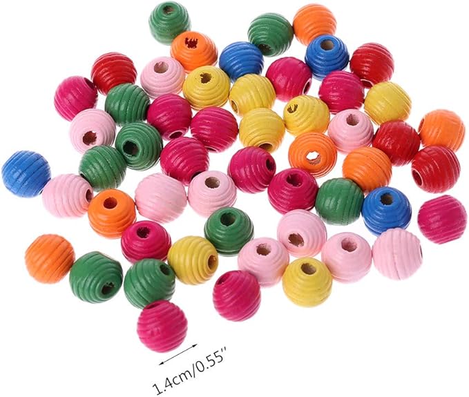 50 Pcs Colorful Wooden Beads for Craft Jewelry Making Bird Educational Toy Chewing Toys Accessories Bird Cage
