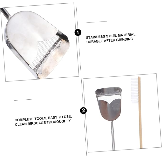2pcs Pet Bird Cage Cleaning Tool Set Brush Shovel for Parrot Cage Maintenance Efficient Cleaning Supplies for Bird Habitats