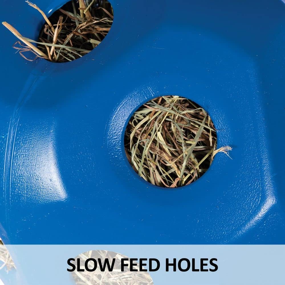 Schneiders Slow Feed Hay Ball Feeder for Horses | Color Blue Horse Stable Companion | Slow Feed Consumption | Boredom Buster | Durable Polyethylene