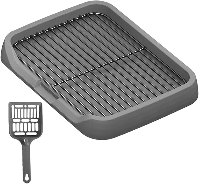 Dog Toilet, Indoor Potty Tray Pet Litter Pan, Puppy Potty Tray, Potty Trainer Puppy Pee Pad for Small Medium Large Dogs, Gray