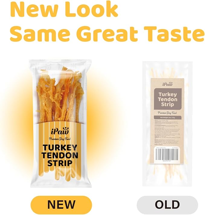 iPaw Turkey Tendon for Dogs 10 Packs/Box Bulk Pack, Single Protein, Hypoallergenic, All Natural Human Grade Puppy Chew, Dog Treats for Signature Series, Rawhide Alternative