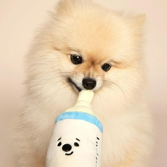Cat Dog Chew Toy Baby Series Plush Toy Set Cute Pacifier Bottle Rattle Shapes BB Sound Pet Accessories (Bottle)