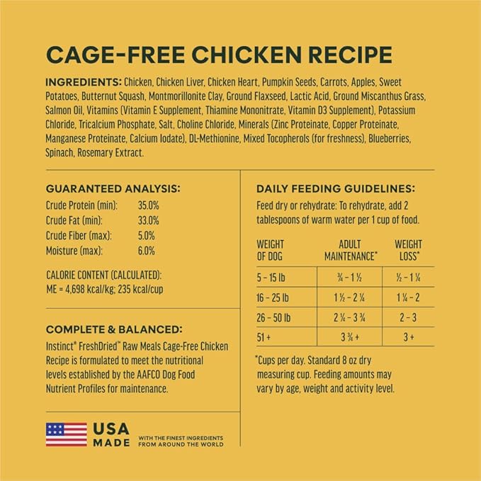Instinct Freeze-Dried Meals, FreshDried Bites, Natural Dog Food, Grain-Free - Cage-Free Chicken, 45 oz. Bag