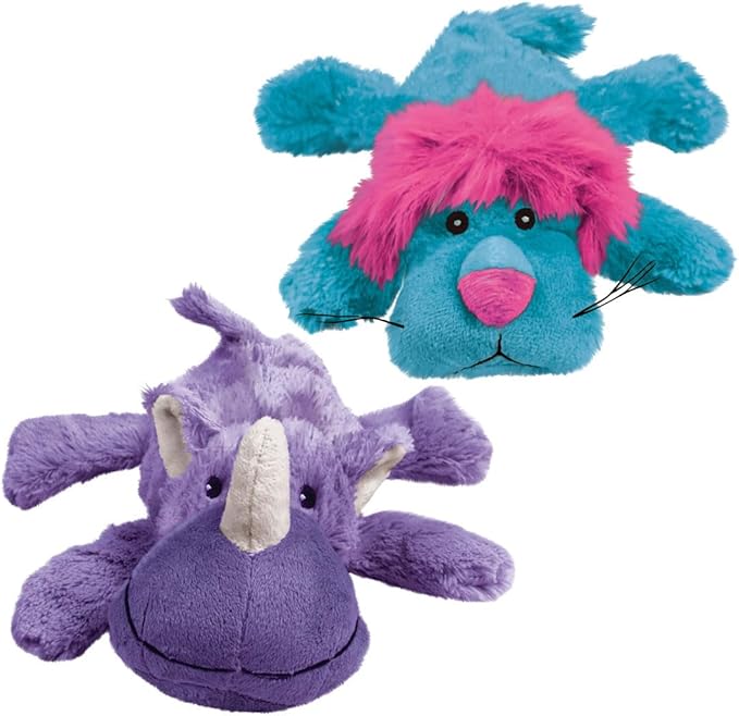 KONG Cozie King The Lion Plush Dog Toy and Medium Rosie The Rhino Dog Toy Bundle