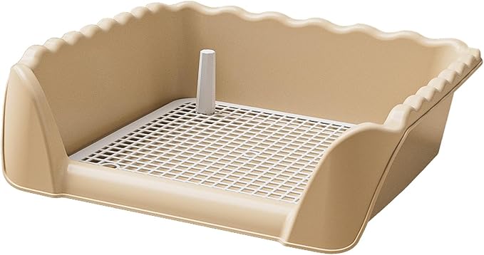 Dog Toilet Potty Trainer Pet Litter Pan with Post Training Tray for Puppy Rabbit Pets Indoor Outdoor Use 20.08 x 17.72 x 5.91 Inch- Coffee