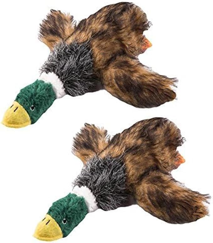 2 Pcs Pet Dog Toy Puppy Dog Chew Toy with Cartoon Plush Squeaking Duck Style for Small Medium Dog or Cat