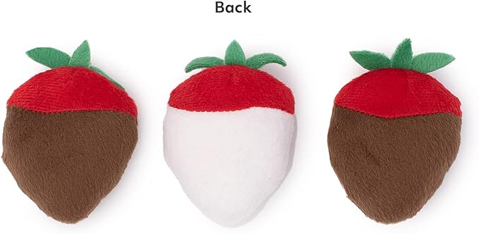 ZippyPaws Multi-Pack - Dog Squeaky Toys to Keep Them Busy, Funny Food Plush for Small & Medium Dogs, Cute Stuffed Puppy Toy, Pet Products, Dog Gift for Valentine's Day - Chocolate Covered Strawberries