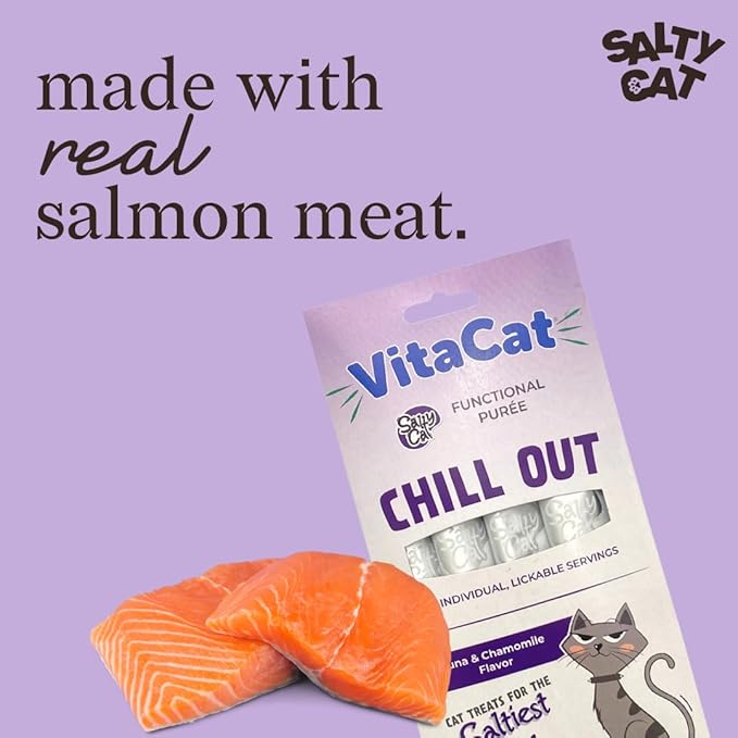 Salty Cat VitaCat Chill Out Natural Creamy Tuna & Pumpkin Functional Tube Treats for Cats, 15g (12 Pack)