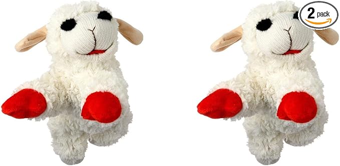 Multipet International Lambchop Plush Squeak Toy Mini for Pets, 6-Inch [2-Pack]