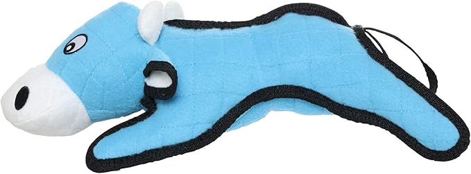 TUFFY - World's Tuffest Soft Dog Toy -Barnyard- Multiple Layers. Made Durable, Strong & Tough. Interactive Play (Tug, Toss & Fetch). Machine Washable & Floats. (Cow, Large)