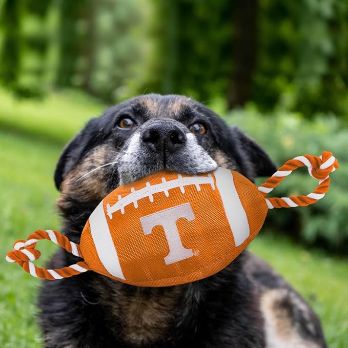 NCAA Tennessee Volunteers Football Dog Toy, Tough Quality Nylon Materials, Strong Pull Ropes, Inner Squeaker, Collegiate Team Color