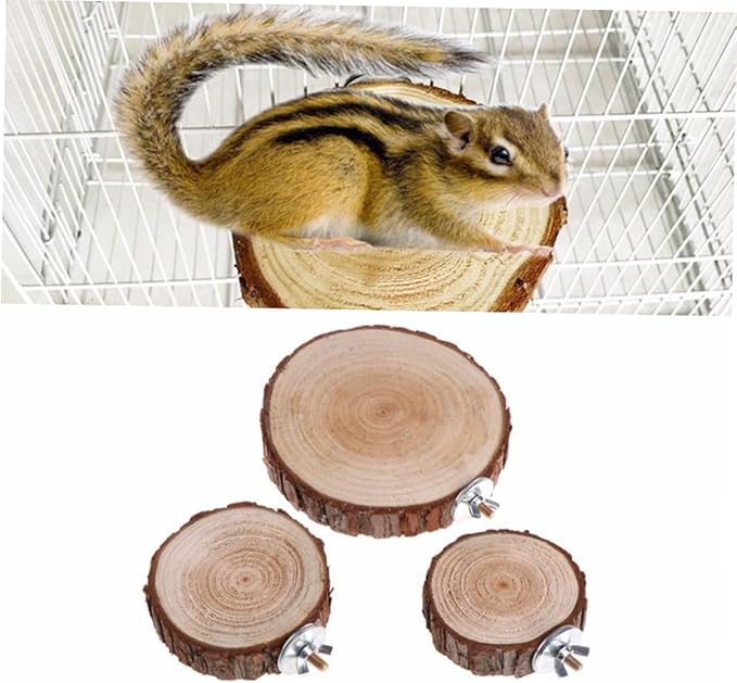 Milisten Round Wooden Platform for Parrots and Animals Wood Perch Stand Rack for Bird Cages for Hamsters Gerbils Mice and Rats