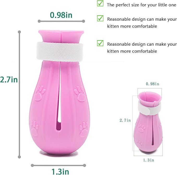 Anti-Scratch Silicone Cat Shoes, Adjustable Multifunctional Anti-Bite Shower Net Bag, Cat Grooming Mesh Bag, Pet Medical Shoes (Pink)
