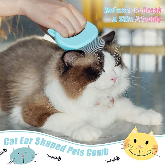Cat Comb Pet Short Long Hair Removal Massaging Shell Comb Soft Deshedding Brush Grooming And Shedding Matted Fur Remover Massage Dematting Tool For Dog Puppy Rabbit (Blue)