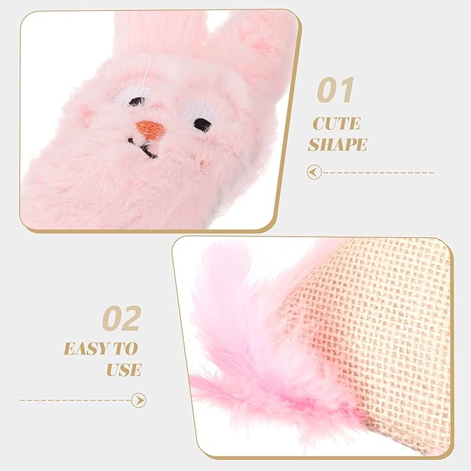 Abaodam Plush Catnip for Cats with Crinkle Paper, Pink Rabbit Shape, Soft Chewing and Teething for Indoor Kittens and Small Cats