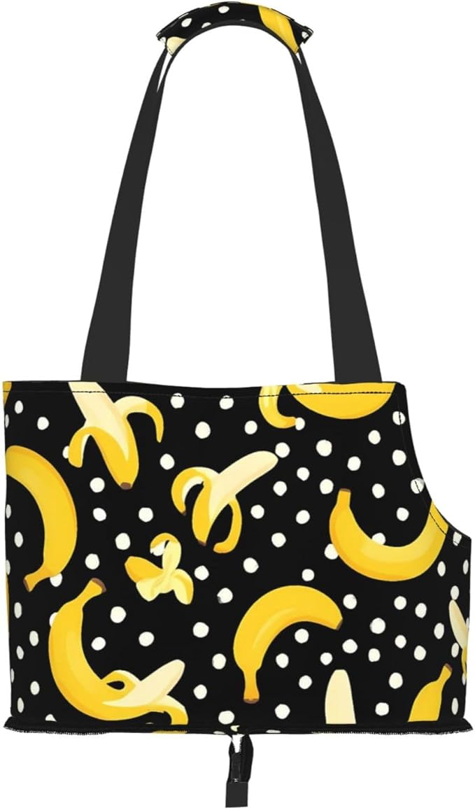 Banana Print Foldable Pet Tote Bag, Shoulder Carrier for Small Dogs and Cats
