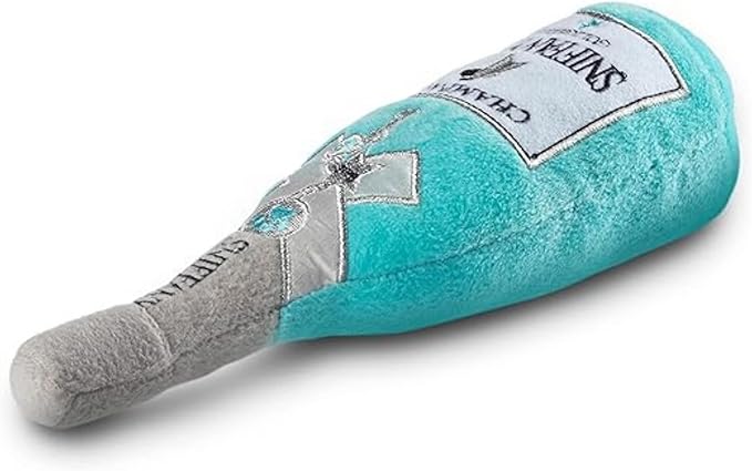 Dog Diggin Designs Sniffany & Co Champagne Plush Dog Toy | Luxury-Inspired Parody Bottle with Built-in Squeaker, Soft Plush Party Dog Toy – Shaken, Not Stirred!