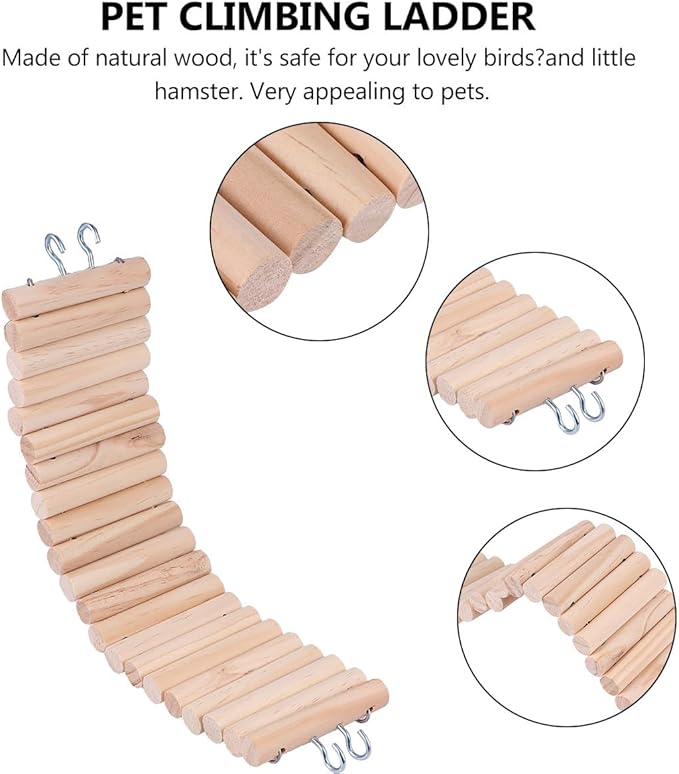 Wooden Small Animal Ladder for Hamster Chew Climbing Bridge 7.5x30cm Hanging Pet Ladder for Mice Rats Birds Cage Accessories