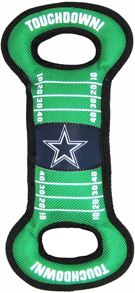 NFL Football Field DOG TOY with Squeaker. - DALLAS COWBOYS - For Tug, Toss, and Fetch. - Tough & Durable PET TOY