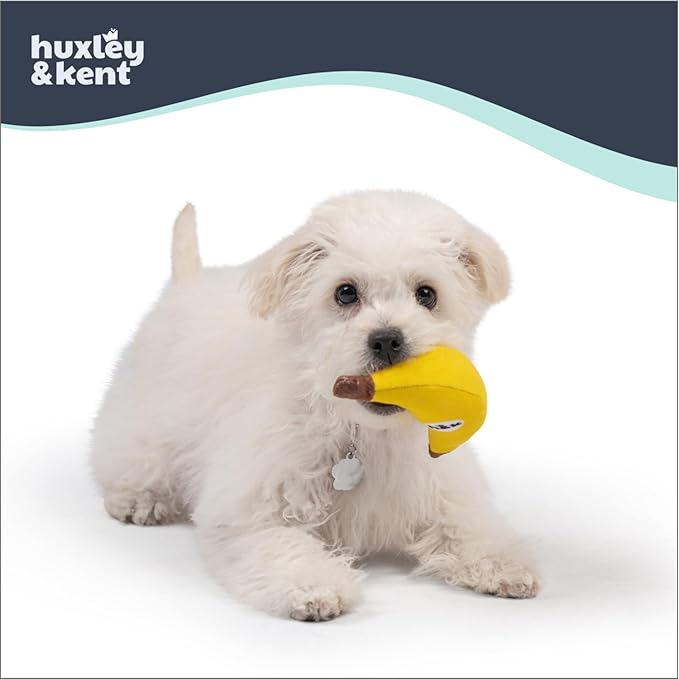 Huxley & Kent Funny Dog Toy w/Squeaker – Power Plush Squeaky Dog Toys for Small Dogs – Durable Small Stuffed Animal for Indoor Play & Fetch - Tiny Tuff Bruiser Banana