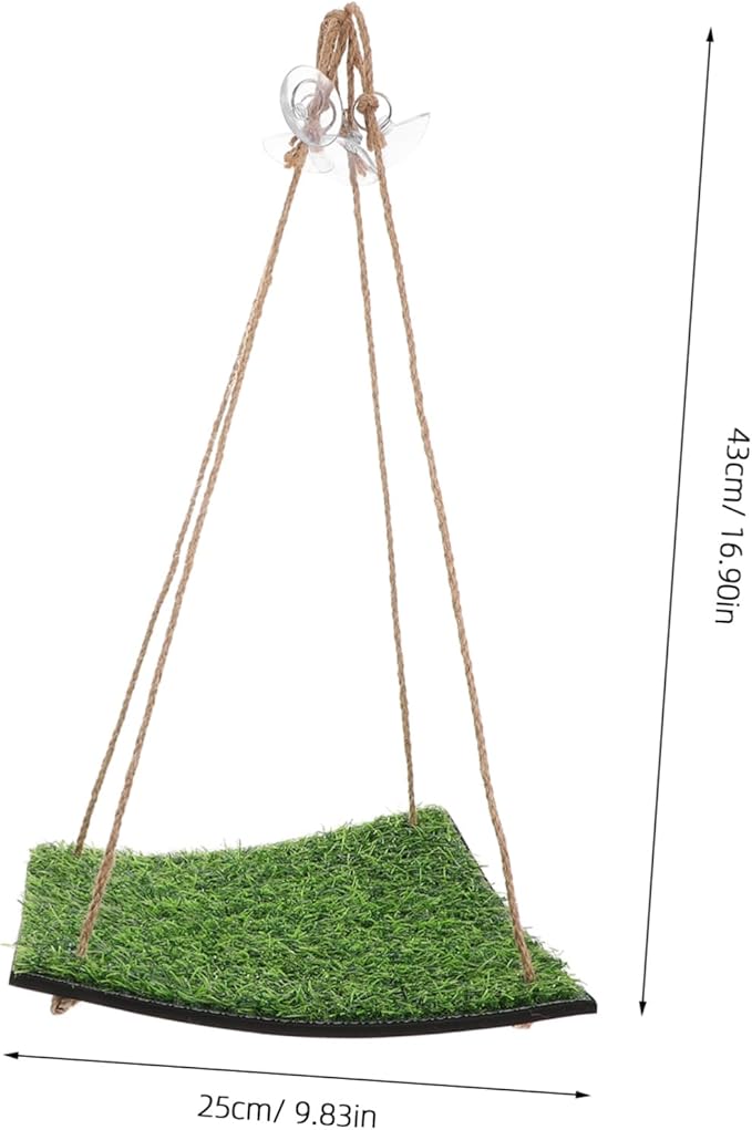 Artificial Grass Climbing Net for Small Pets Bird Playground Bearded Dragon Bed Easy to Install Indoor Outdoor Accessory Square