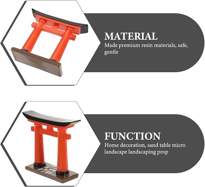 Toddmomy Miniature Torii Gate Aquarium Decor 2-Pack Japanese Style Fish Tank Ornaments 3.54X1.57X3.14 Inch Zen Garden Micro Landscape Decoration for Aquatic Pets
