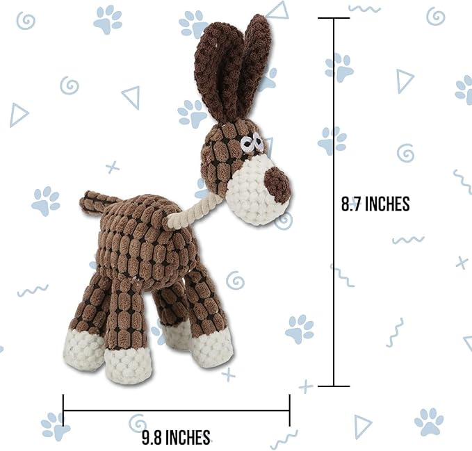 Pack 3 Squeaker Toys Rope, Cute Soft Durable Stuffed Animal Plush Dog Chew Toys, Squeak Toy for Teeth Cleaning, Small Dogs Cats Small Animal