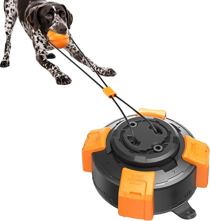 Upgraded Powerful Suction Cup Dog Toy - Interactive Tug of War Toy for Aggressive Chewers Durable Puppy Molar Chew Toy with Teeth CleaningDog Enrichment Toys for Boredom & Anxiety Relief (Orange-D)