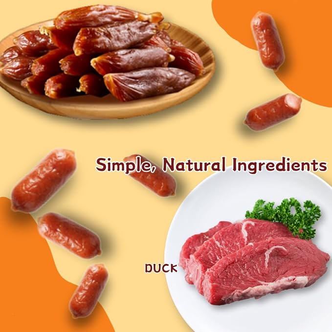 Real Duck Sausage Training Treats, Wholesome & Savory Rewards for Dogs (Duck,2 Pack x 14.11 Ounce(Pack of 2))