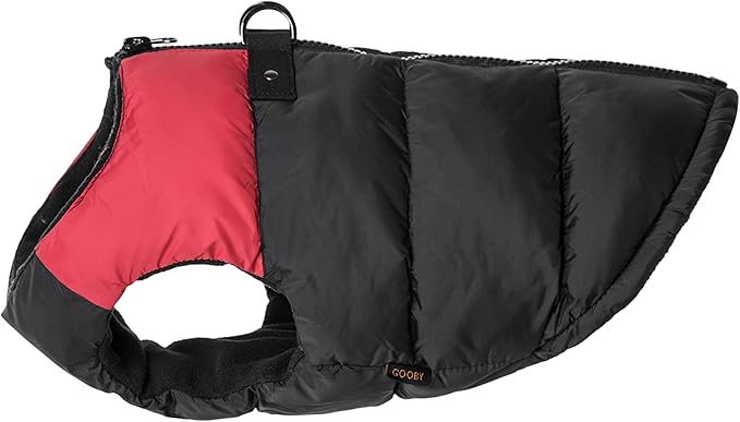 Gooby Padded Vest Dog Jacket - Red, Small - Warm Zip Up Vest Fleece Jacket with Dual D Ring Leash Water Resistant for Small to Medium Dogs