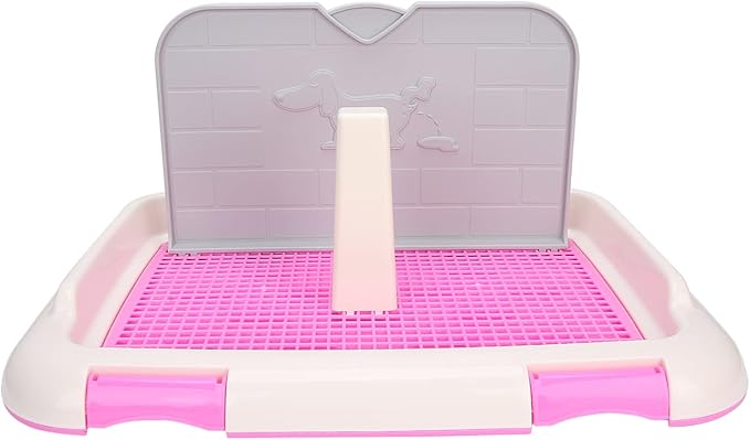 Dog Toilet Indoor Training Pad for Puppies, Leakproof Potty Tray for Cats, Scheduled Urination for Dog, Suitable for Small Pets, Made of HighQuality Plastic, 18.3 X 13.9 X 9.3in (Pink)