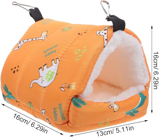 Parrot Cotton Nest Hanging Hammock for Small Pets – Thickened Winter Warm Fleece Bed 16x13x16 Cm – Hamster Sleeping House and Bird Cage Shelter for Guinea Pigs and Hedgehogs