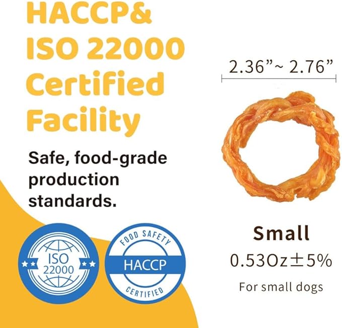 iPaw Turkey Tendon for Dogs 40 Pcs Bulk Pack, Ingredient Sourced from USA, Hypoallergenic, All Natural Human Grade Puppy Chew, Dog Treats for Signature Series, Rawhide Alternative, Ring (Small)