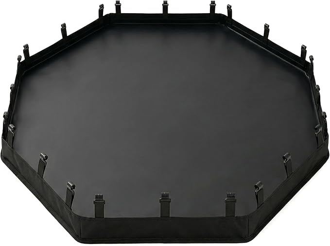PJYuCien Octagonal Playpen Bottom Pad for 24" Side Metal Pet Pen, Waterproof 600D Oxford with Raised Edges & Snap Hooks, Washable for Puppy Small Animals, Black